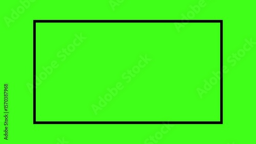 Flat outline rectangular shape animation on green screen background. Line drawing style motion graphic