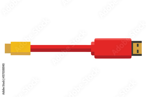 a flat hdmi cable on white background