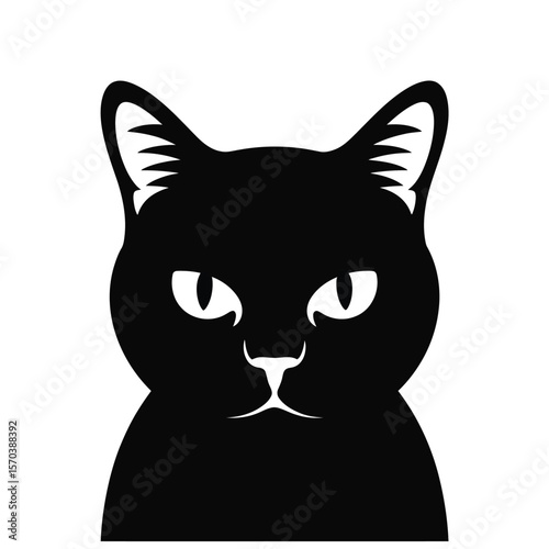 Black cat face graphic animal feline