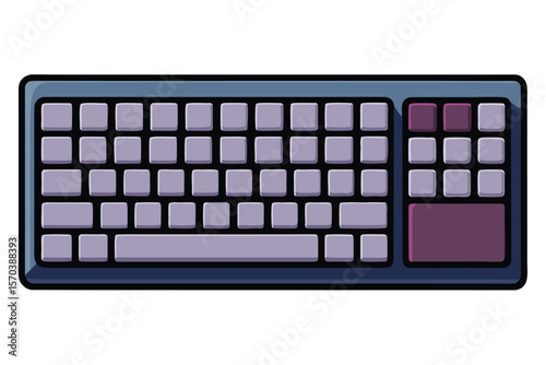 a full size computer keyboard on white background.