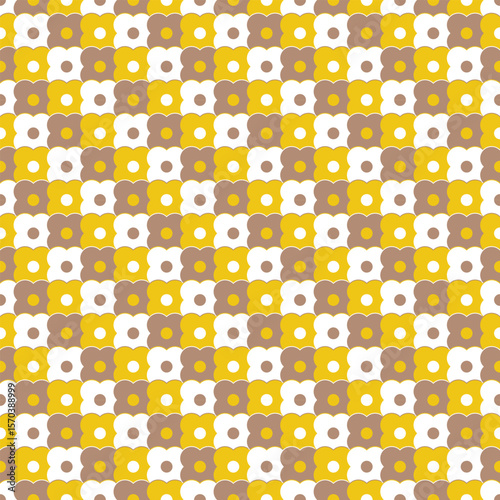 A swatch of the cute flower background tile texture is available in gold, white, yellow. / 可愛いお花の背景素材 タイルテクスチャ スウォッチ対応 金 白 黄色
