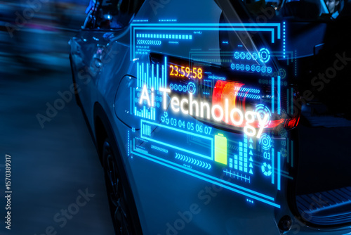 EV Car 2025 technology screen dashboard car tech happy new technology 2026 for transport automotive automobile industrial and car business car new year 2025 technology auto car image.
