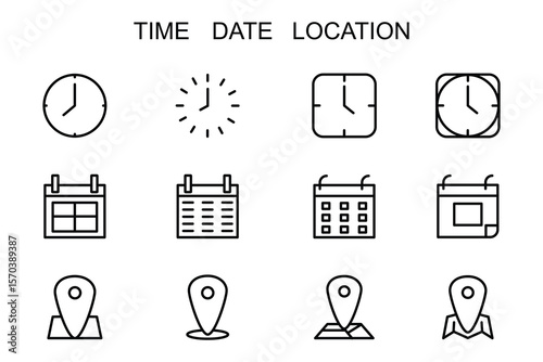 Time date location icon set element