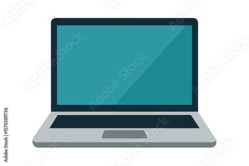 a laptop with open screen on white background