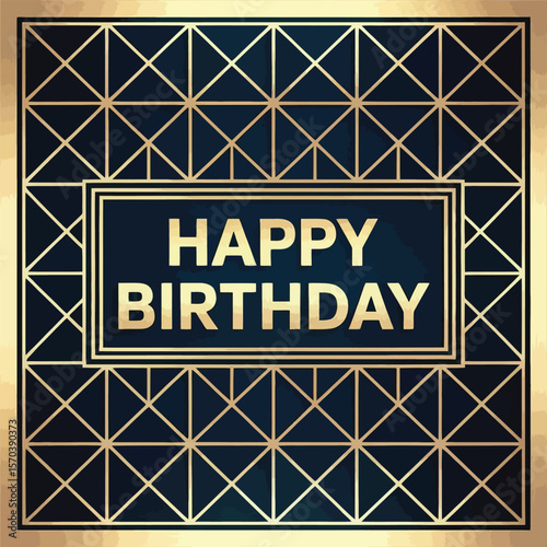 Golden geometric happy birthday celebration greeting card