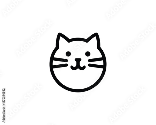 Bold Minimalist cat face icon vector illustration