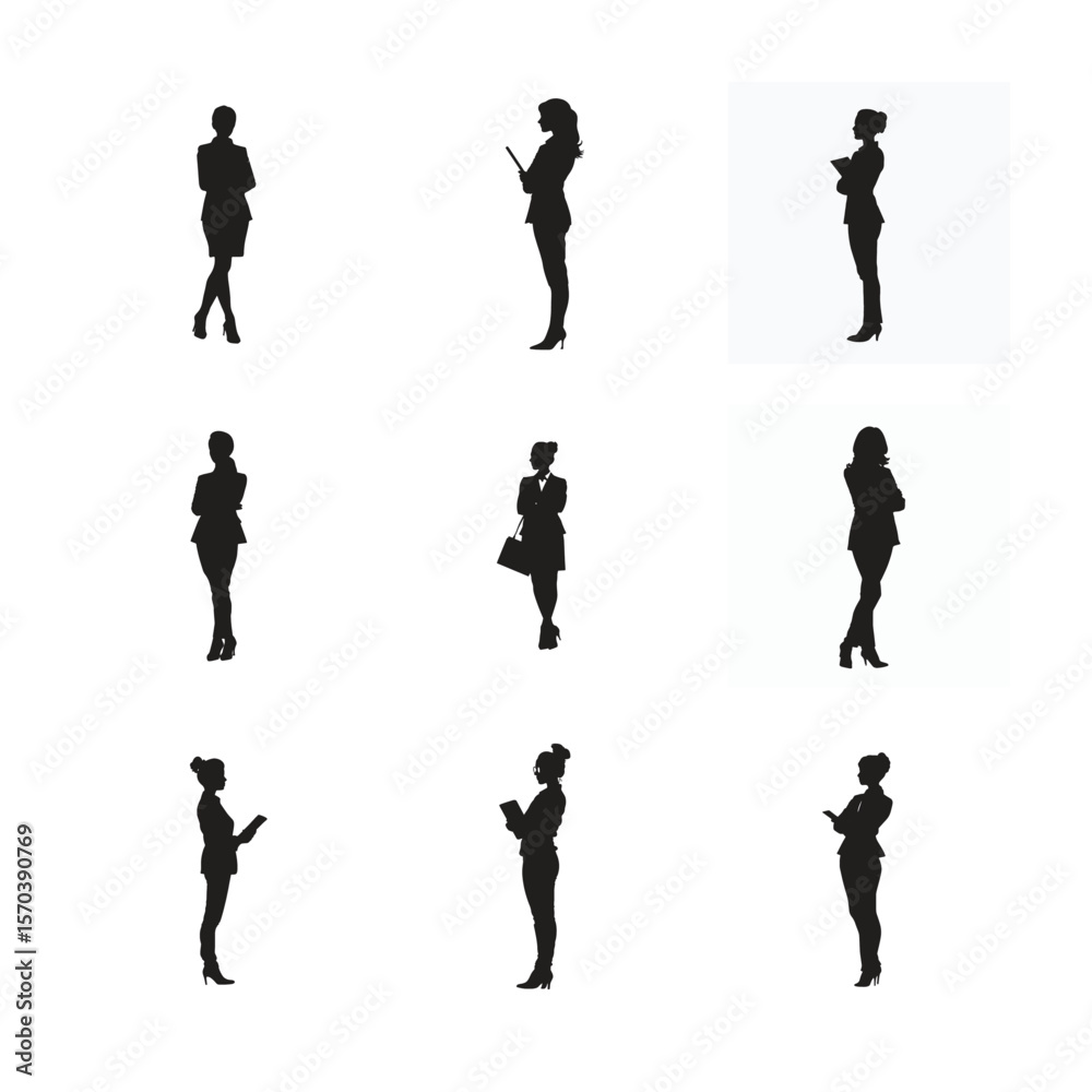 Obraz premium Silhouettes of People Woman Business and Sports Vector Illustration