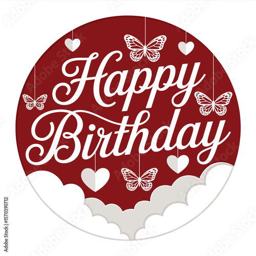 Happy Birthday Butterflies Hearts celebration greeting