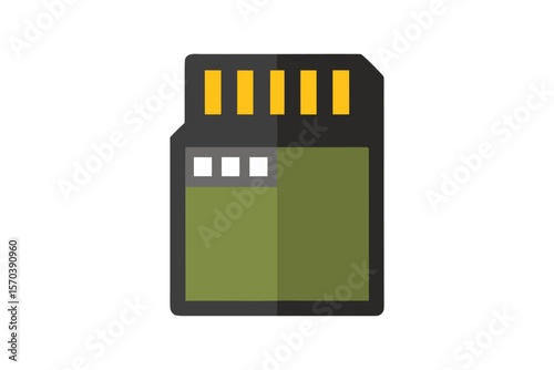 Flat design icon of a micro sd card with gold contacts