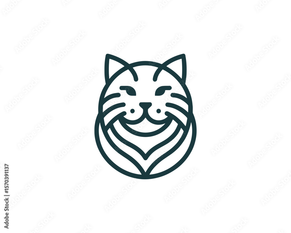 Obraz premium Minimalist cat head vector icon design