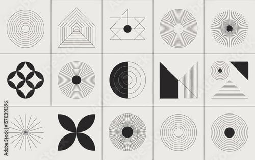 Minimalist geometric shapes abstract patterns vector