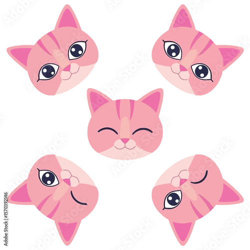 Pink stylized cat faces cats cute