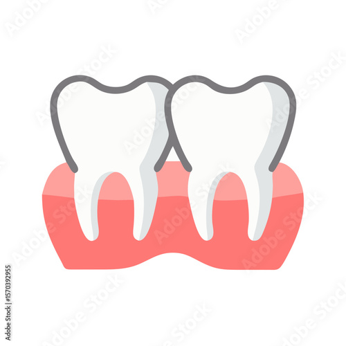 Dental health icon with two teeth in gums