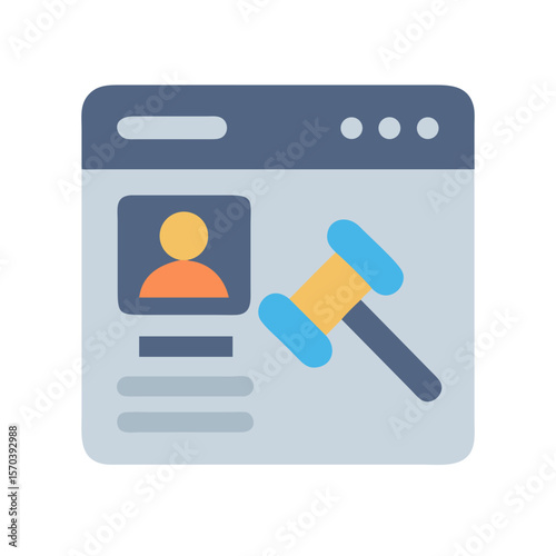 Online auction with gavel and profile vector icon