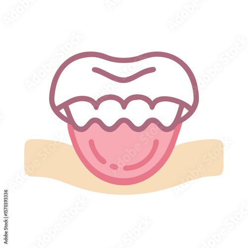 Flat vector illustration of human mouth with protruding tongue