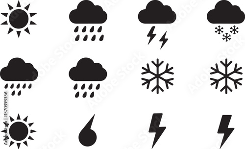 Sun Cloud Snow Vector Set

