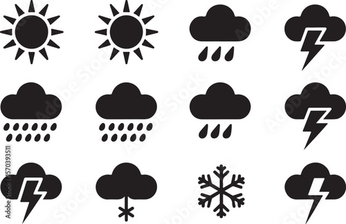 Sun Cloud Snow Vector Set

