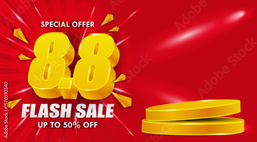 8.8 discount flash sale background. for shopping day, online shopping, special Offer coupon, voucher, banner template, websites, social media advertising