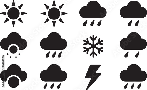 Sun Cloud Snow Vector Set

