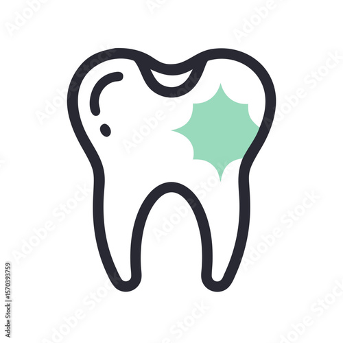 Tooth decay icon showing dental health problem concept art