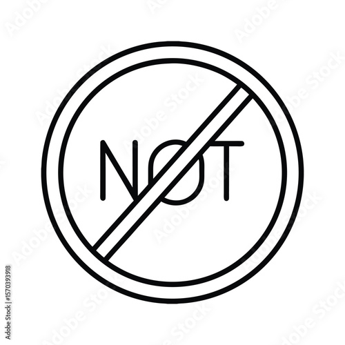 black circle no smoking symbol, a prohibition sign or icon warning of forbidden cigarette smoke A minimalist vector icon depicting a NOT symbol silhouette illustration on white background