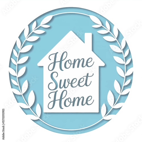 White house script home sweet home laurel wreath vector