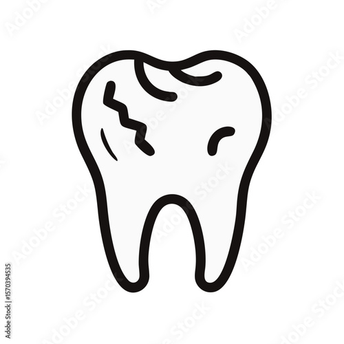 Tooth decay graphic illustration against White Background, dental concept