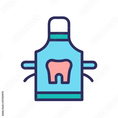 Dental apron icon with tooth, dental health protection concept