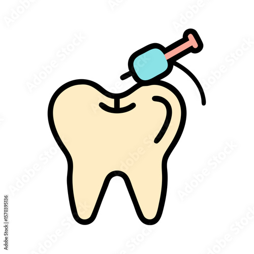 Cartoon tooth filling dental procedure illustration for health awareness