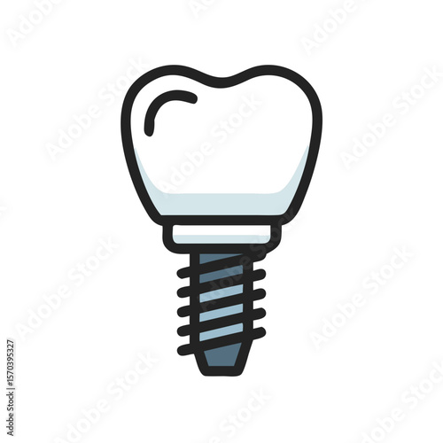 Dental implant illustration on White Background for dental health