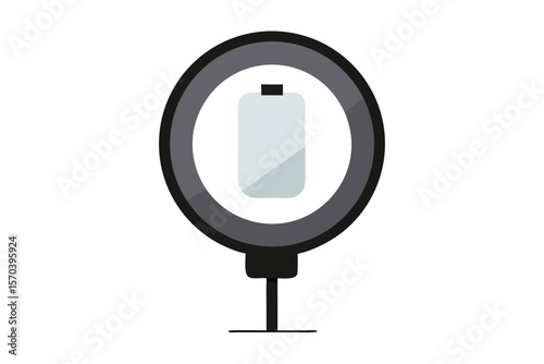 Simple illustration of a ring light with a battery icon inside