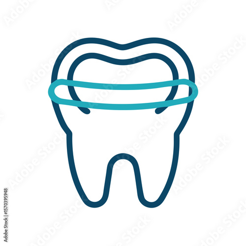 Modern Line Art Tooth Model with Orthodontic Rubber Bands