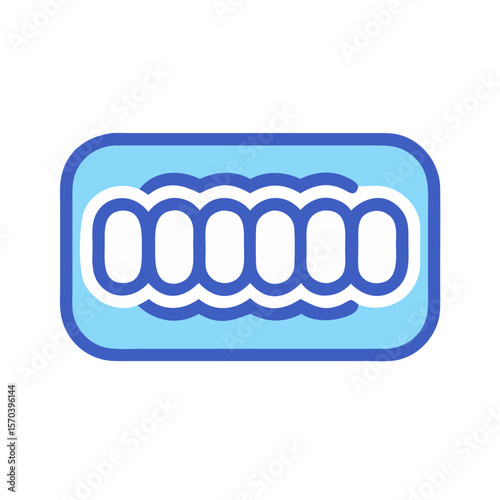 Blue frame of teeth impression flat graphic style image