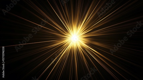 Golden light streaks radiating from a central bright point against a black background