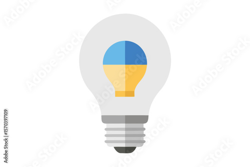 Ukrainian flag colors inside a light bulb representing ideas and innovation