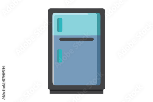 Modern flat design refrigerator icon with blue and teal color scheme