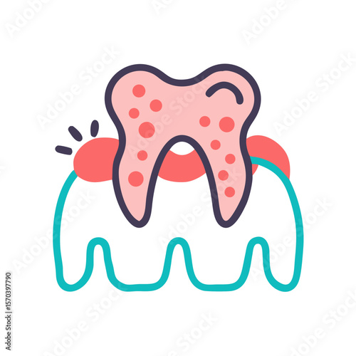 Simplified Tooth and Root Illustration on White Background