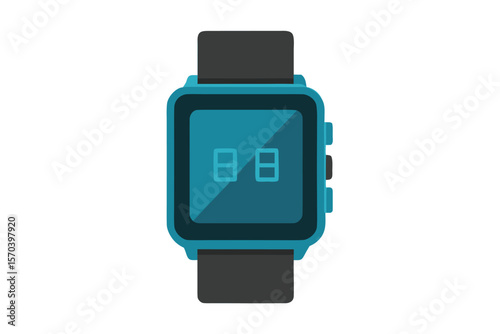 Modern teal smartwatch with digital display and black strap