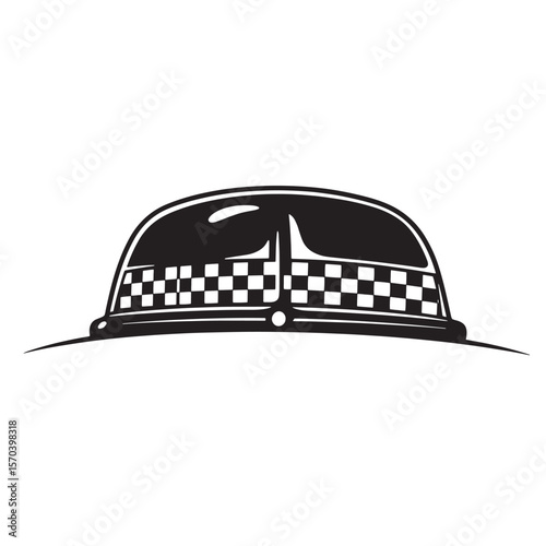 Illustration of a classic black and white london taxi cab roof light sign