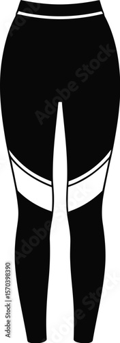 A pair of black leggings with white accents isolated on a neutral background view