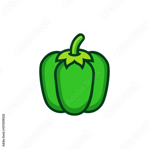 Healthy green bell pepper vector illustration