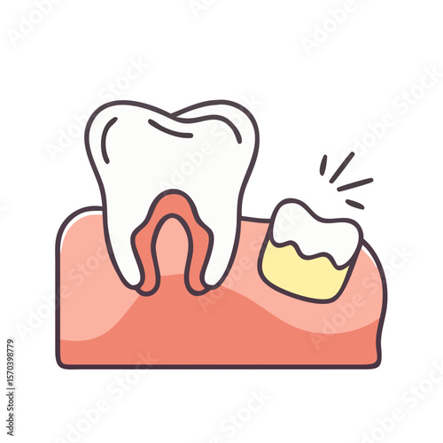 Dental health illustration showing loose tooth in gums