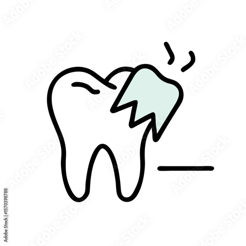 Minimalist Tooth Illustration on White Background for Dental Design