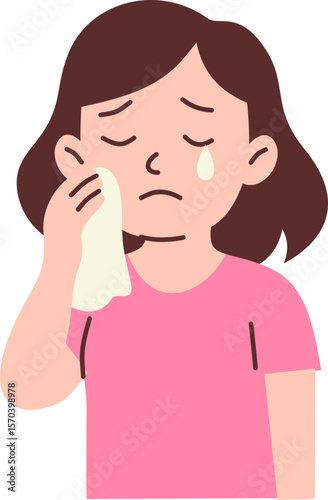 Sad Woman Wiping Tears