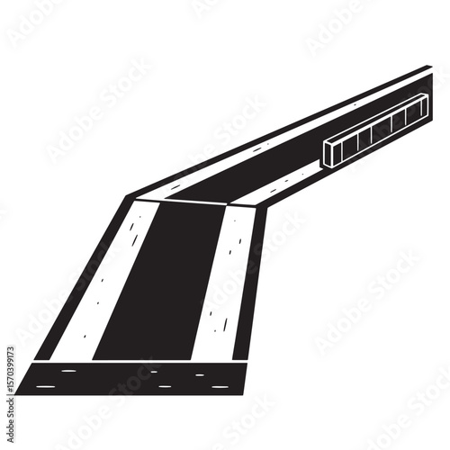 Vector illustration of a stylized black and white bridge over a white background