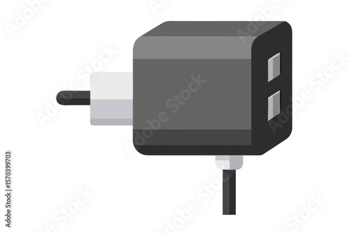 Modern dual usb wall charger adapter with power plug and cable
