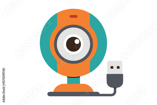 a webcam with usb connection on white background
