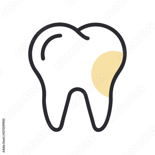 Cartoon tooth with cavity on a White Background