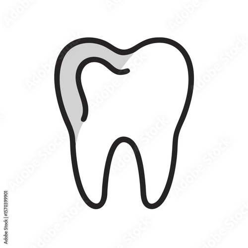 Tooth decay schematic illustration highlighting area needing filling treatment