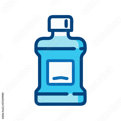 Blue mouthwash bottle vector icon on White Background